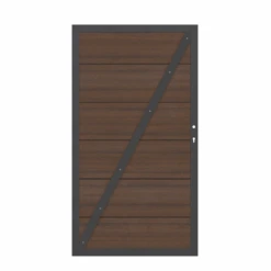 Einzeltor 'System WPC Platinum XL' DIN Links Braun Anthrazit 98 X 180 Cm