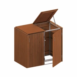 Mülltonnenbox 'Binto' Mit Klappdeckel Braun 139 X 125 X 84 Cm