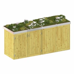 Mülltonnenbox 'Binto' Mit Pflanzkasten Naturfarben 282 X 129 X 90 Cm