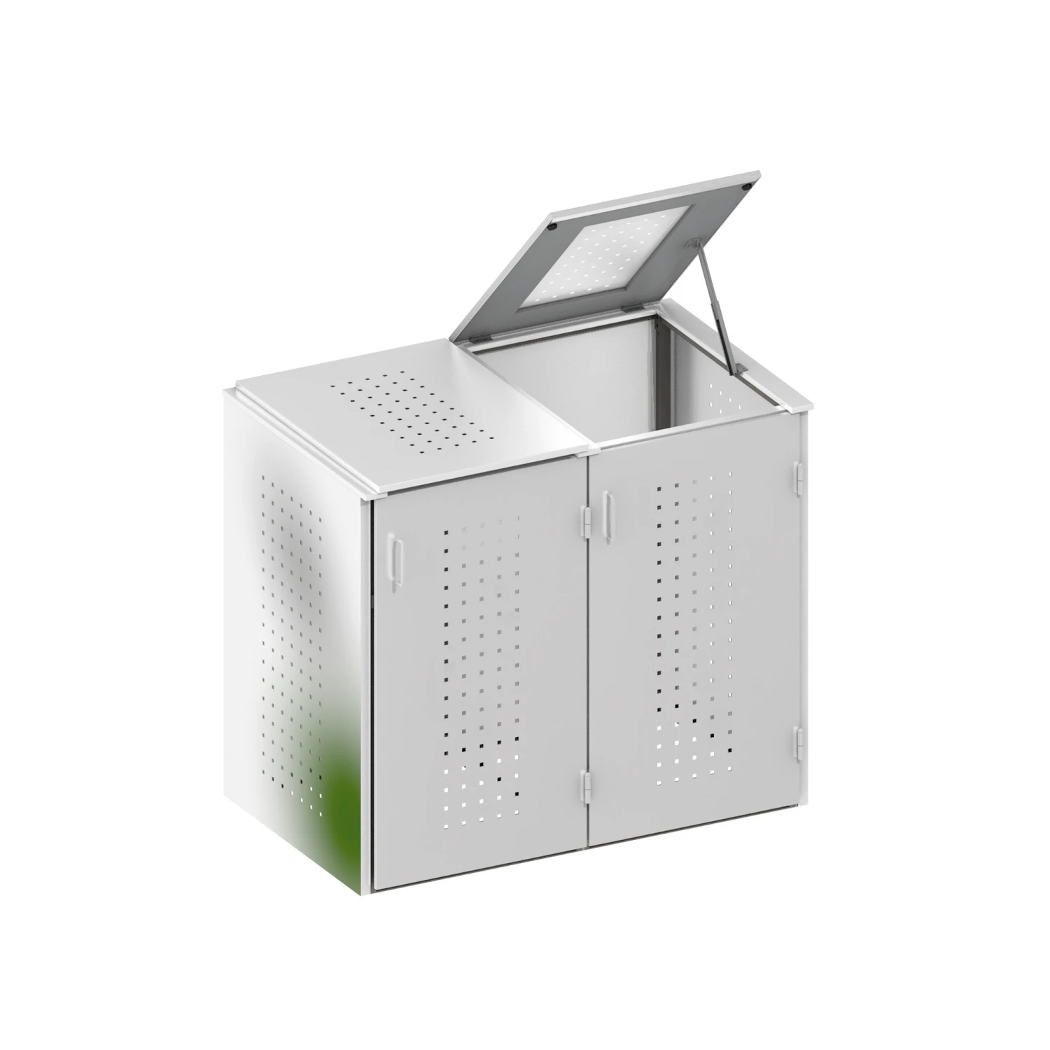 Mülltonnenbox 'Binto' Mit Klappdeckel Silbern 139 X 125 X 84 Cm 1 Mülltonnenbox 'Binto' Mit Klappdeckel Silbern 139 X 125 X 84 Cm