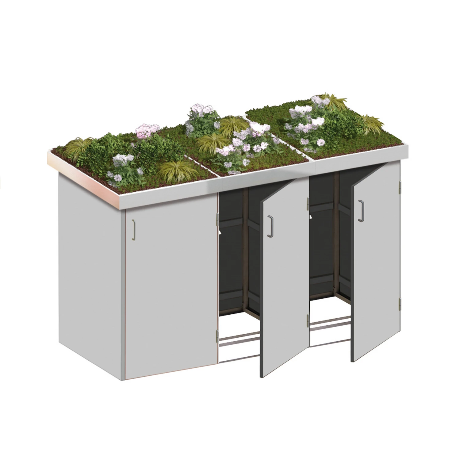 Mülltonnenbox 'Binto' Mit Pflanzkasten Lichtgrau 216 X 129 X 90 Cm 1 Mülltonnenbox 'Binto' Mit Pflanzkasten Lichtgrau 216 X 129 X 90 Cm