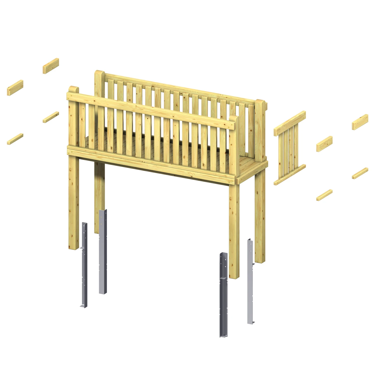 Brücken-Komplettset 'Winnetoo Pro' Nadelholz 262 X 92 X 232 Cm 2 Brücken-Komplettset 'Winnetoo Pro' Nadelholz 262 X 92 X 232 Cm – Bild 2