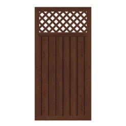 TraumGarten Sichtschutzzaun Kunststoff Nussbaum "LONGLIFE RIVA" Mit Gitter Gerade