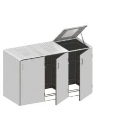 TraumGarten BINTO HPL Lichtgrau Variante/Set 3er-Box, Edelstahl-Deckel