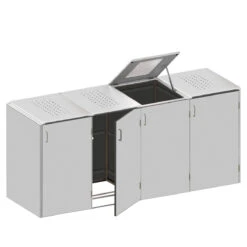 TraumGarten BINTO HPL Lichtgrau Variante/Set 4er-Box, Edelstahl-Deckel