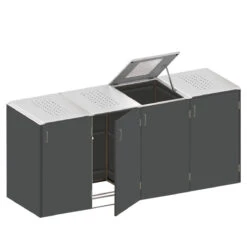 TraumGarten BINTO HPL Schiefer Variante/Set 4er-Box, Edelstahl-Deckel