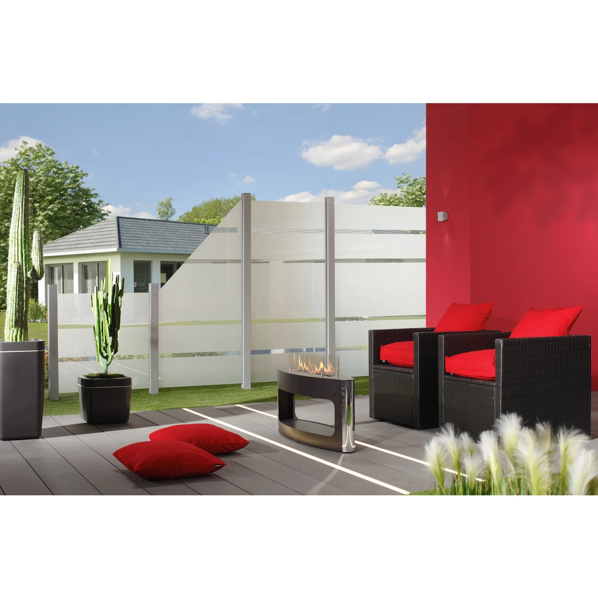 TraumGarten Sichtschutzzaun Glas Transparent "SYSTEM GLAS ALPHA" Rechteck 2 TraumGarten Sichtschutzzaun Glas Transparent "SYSTEM GLAS ALPHA" Rechteck – Bild 2