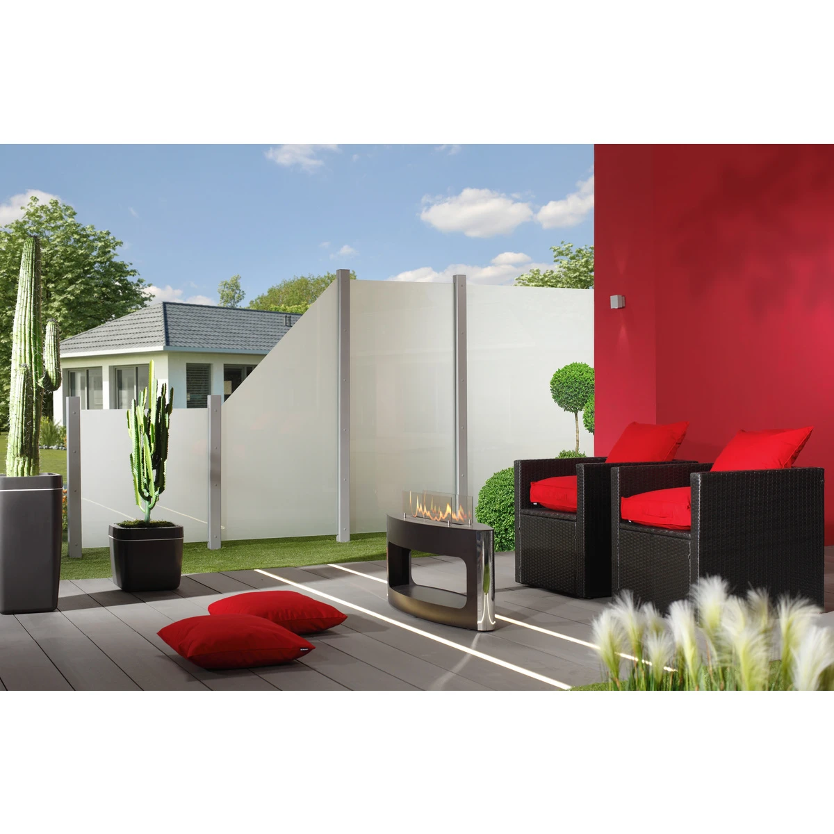 TraumGarten Vorgartenzaun Glas Matt Rechteck 2 TraumGarten Vorgartenzaun Glas Matt Rechteck – Bild 2