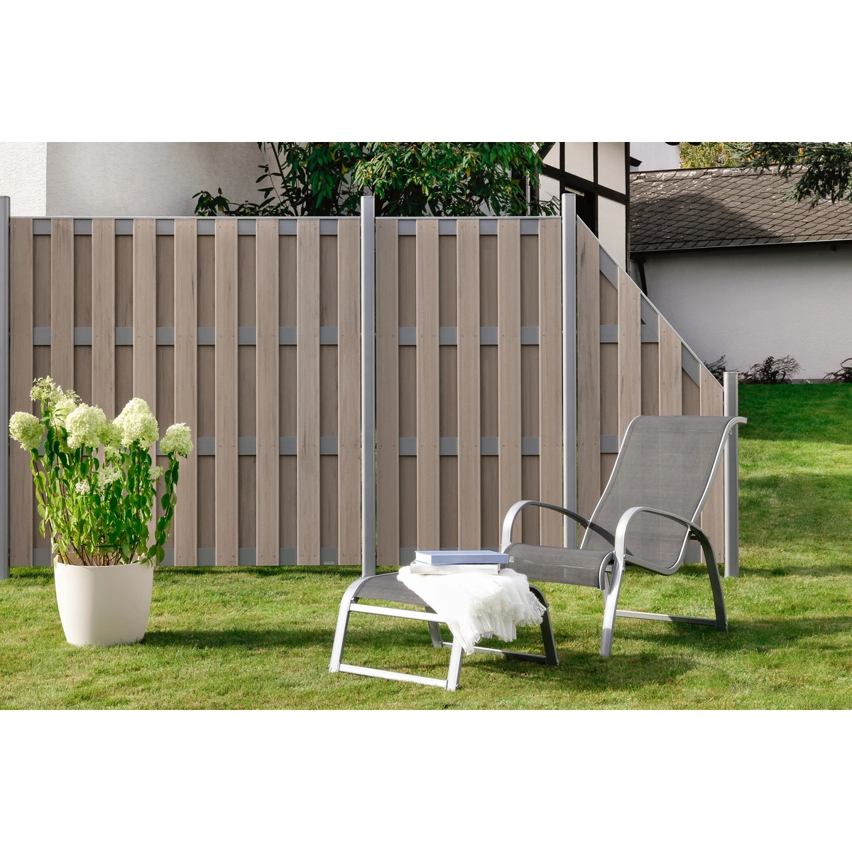 TraumGarten Sichtschutzzaun WPC Sand "JUMBO" Anschluss 3 TraumGarten Sichtschutzzaun WPC Sand "JUMBO" Anschluss – Bild 3