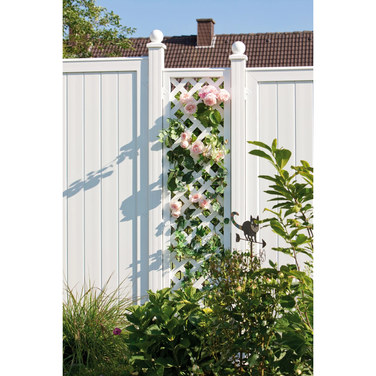 TraumGarten Sichtschutzzaun Kunststoff Weiss "LONGLIFE" Diagonalgitter 2 TraumGarten Sichtschutzzaun Kunststoff Weiss "LONGLIFE" Diagonalgitter – Bild 2