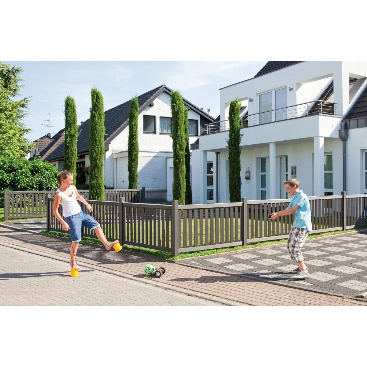 TraumGarten Vorgartenzaun WPC Anthrazit RAJA 2 TraumGarten Vorgartenzaun WPC Anthrazit RAJA – Bild 2