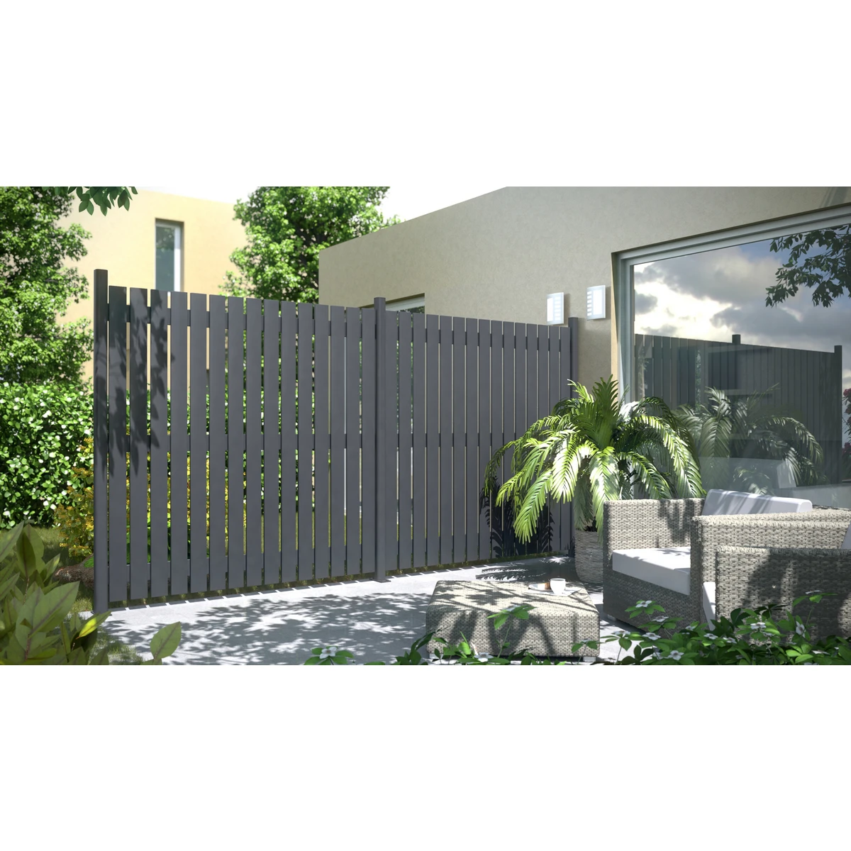 TraumGarten Sichtschutzzaun Aluminium Anthrazit "SQUADRA" Zaun 2 TraumGarten Sichtschutzzaun Aluminium Anthrazit "SQUADRA" Zaun – Bild 2