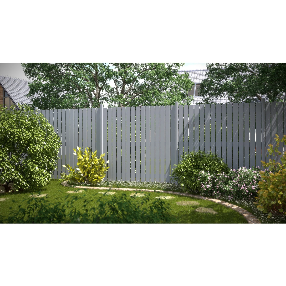 TraumGarten Sichtschutzzaun Aluminium Silber "SQUADRA" Zaun 2 TraumGarten Sichtschutzzaun Aluminium Silber "SQUADRA" Zaun – Bild 2