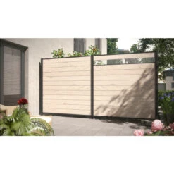 TraumGarten Sichtschutzzaun WPC Sand "SYSTEM" Zaunfeld-Set Silber Leiste -GartenWelt Günstiges Geschäft 76245 snam swpc sand s 22 3