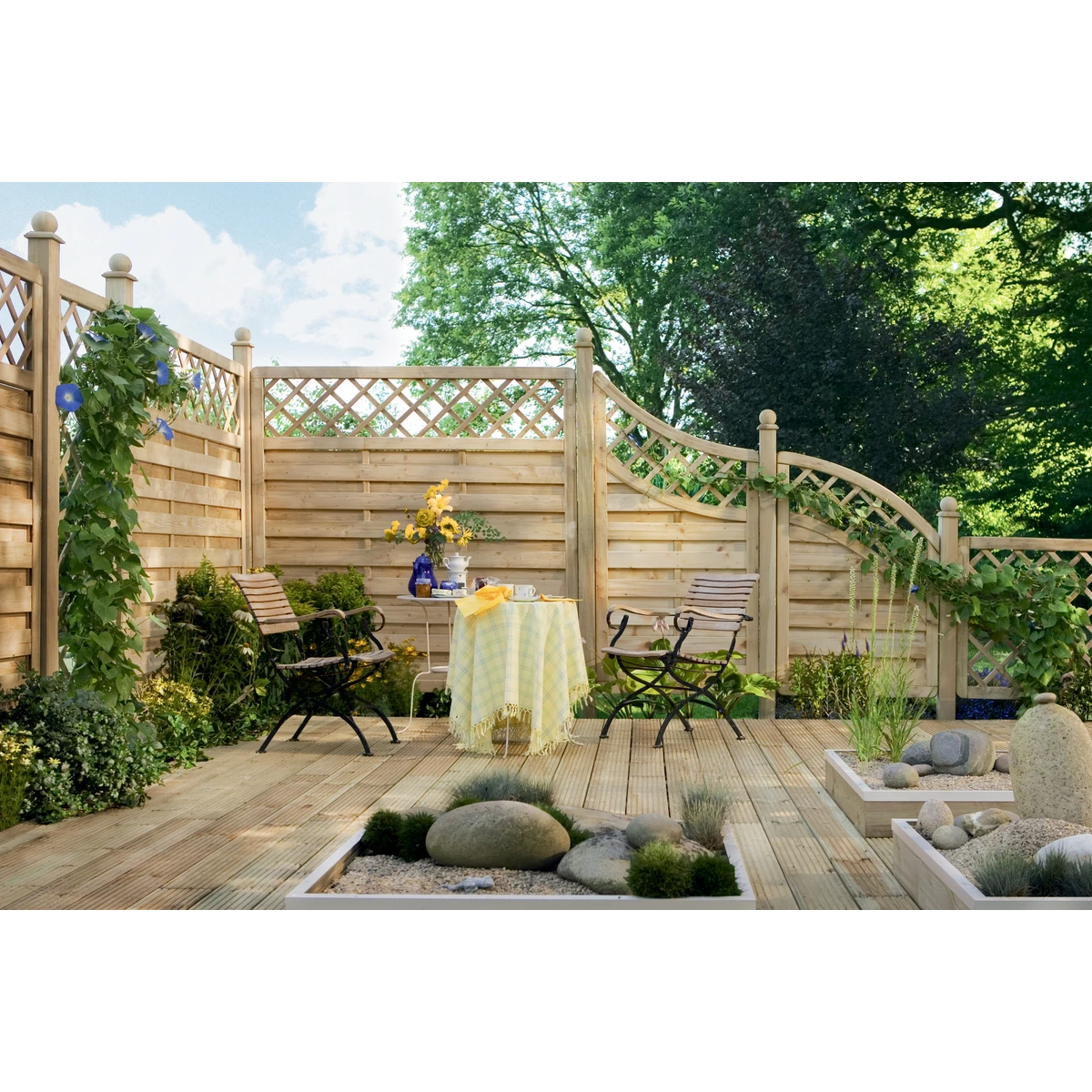 TraumGarten Vorgartenzaun Holz Natur XL Rechteck 2 TraumGarten Vorgartenzaun Holz Natur XL Rechteck – Bild 2