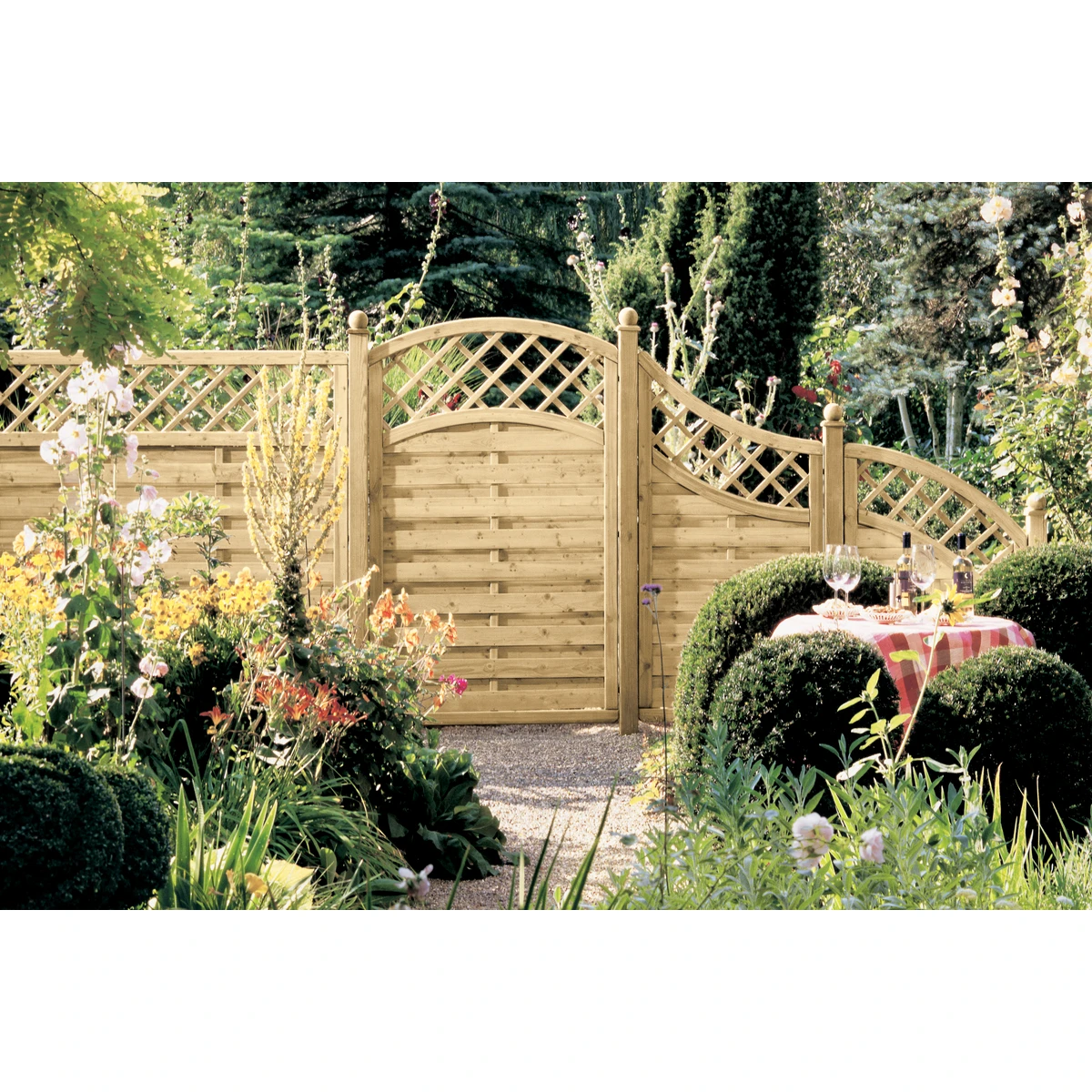 TraumGarten Vorgartenzaun Holz Natur XL Rechteck 3 TraumGarten Vorgartenzaun Holz Natur XL Rechteck – Bild 3